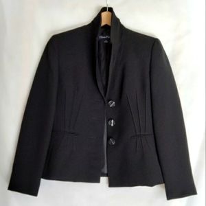 Womens Evan Picone Black Dressy  Blazer Suit 3 Button Front Lined  4 Petite